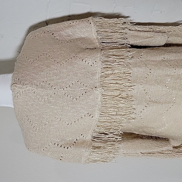 Cupio Open Front Cardigan Sweater Fringe Tassel Longsleeve Lapel Collar Casual M - Picture 8 of 14